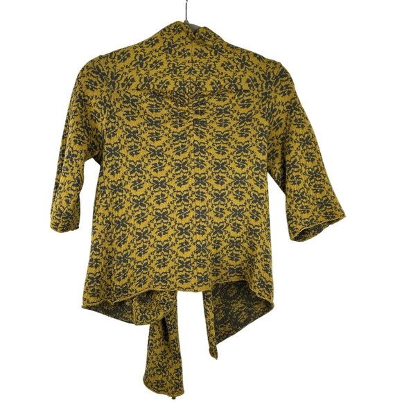 Anthropologie  Moth Women’s Medium 100% Wool Jacquard "Scarf Tied Cardigan" - Picture 2 of 11